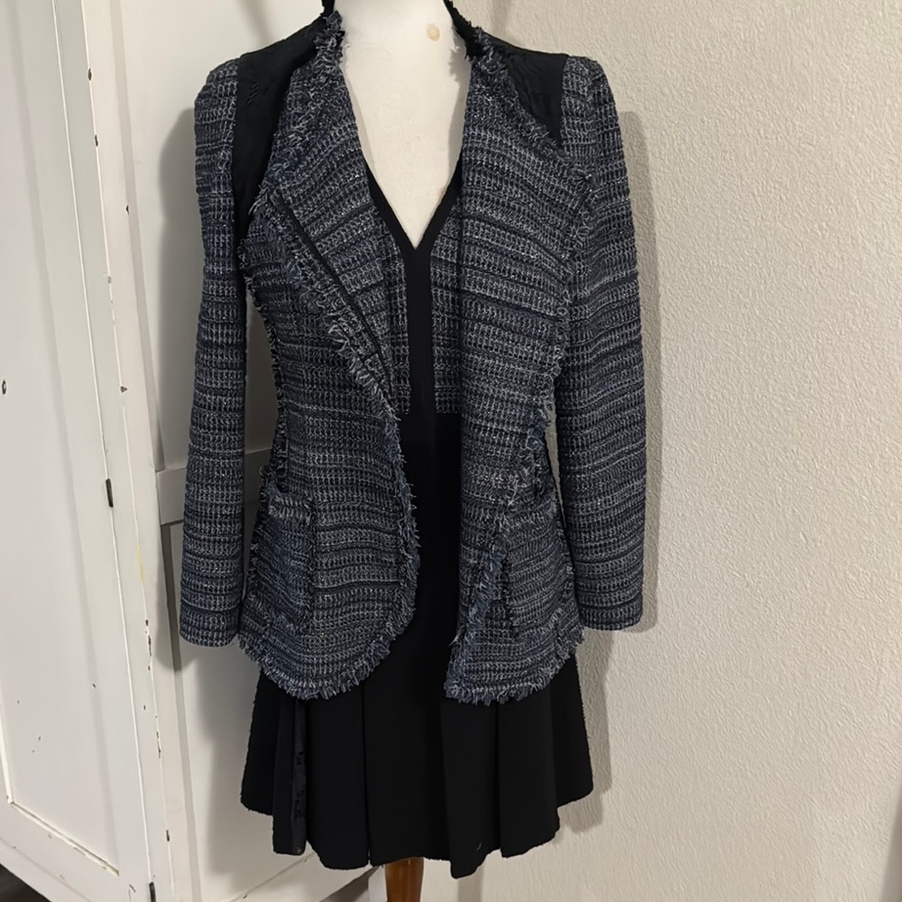 Rebecca Taylor Tweed Black and Blue Blazer and Dress set size 6